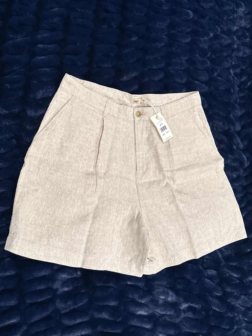 NWT Faherty Light Beige 100% Linen High-Rise Shorts Brand New With Tags Size 14
